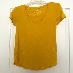 Super Soft Yellow Cotton V-Neck Tee
